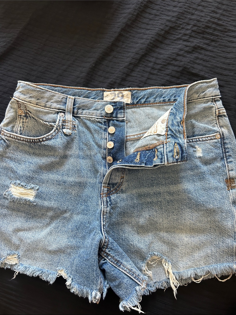 We The Free Light Blue Distressed Jean Shorts